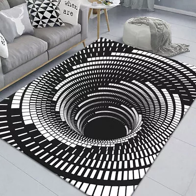  3D Bottomless Hole Optical Illusion Area Rug Carpet Floor Mat Living Room • £11.33