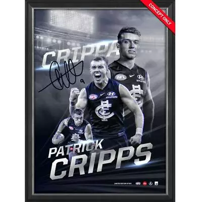 Patrick Cripps Signed Carlton Official AFL Deluxe Sportsprint Framed + AFLPA COA • $195