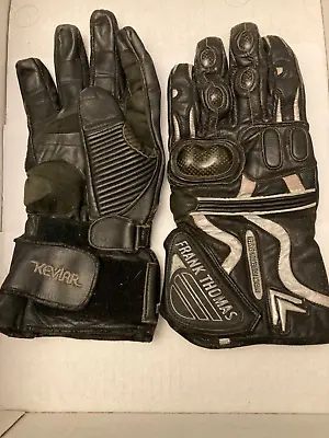 Men's XL Frank Thomas Impact Protection Black Leather Motorcycle Gloves • $14.93