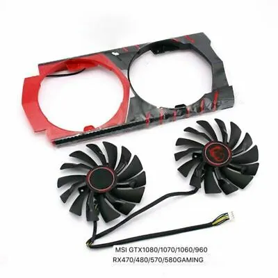 Pair Fans Cooler Fan For MSI GTX 1080 1070 1060 960 RX570 580 PLD10010S12HH 95mm • $20.34