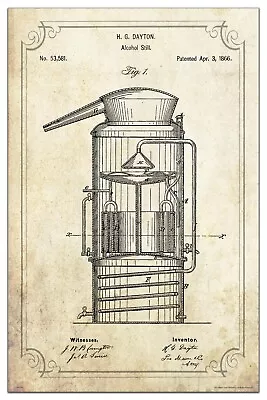 Vintage Alcohol Still Patent Art Print 11x17 Whiskey Moonshine Bar Wall Decor • $11.95