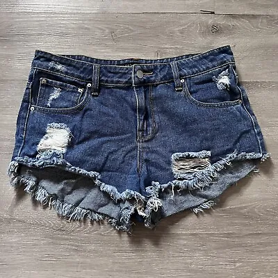 PS Erin Wasson Women’s 29 Cut Off Knit Pocket Distressed Denim Jean Shorts • $11