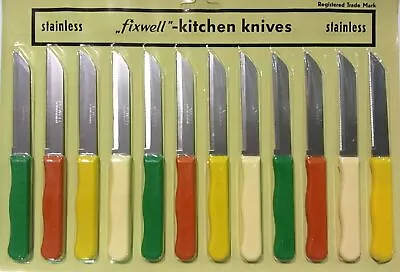 FIXWELL Stainless Steel Kitchen Knifes  Set Multi-purpose Uses Pack 12 • $29.94