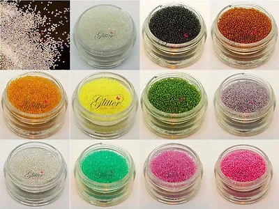 Micro Caviar Beads - Transparent Coloured Ab Glass Beads - For Nail Art • $2.35