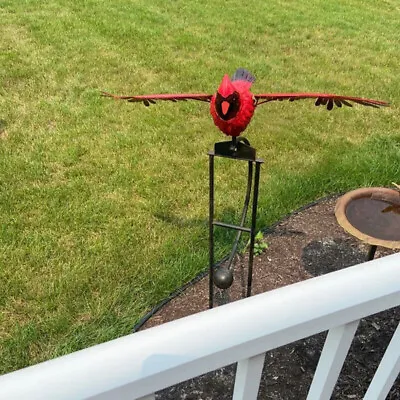 Wind Powered Balancing Flying Cardinal Metal Garden Moving Stake Yard Decor NEW • $17.52