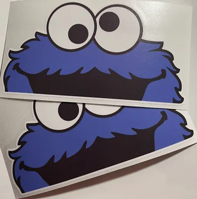 Pair JDM Drift Cookie Monster 7  Wide Vinyl Decal Sticker Funny Car Truck Suv • $6.99