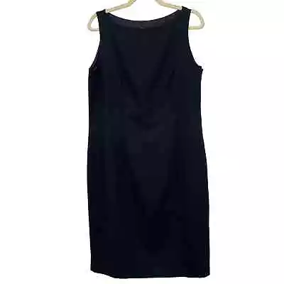 Vintage Laura Ashley 12 Shift Dress 100% Wool Navy Blue Sleeveless Career Sheath • $24.74