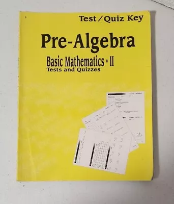 Abeka A Beka Book Pre-Algebra  Math II TEACHER KEY Tests & Quizzes 25798011 Pb • $9.19