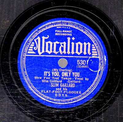 31jz.  Slim Gaillard - It's You Only You & Matzoh Balls - Vocalion 5301 • $7.95