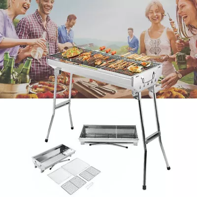 $36.96 • Buy Foldable BBQ Barbecue Charcoal Grill Stove Yard Cooker Stainless Steel Camping