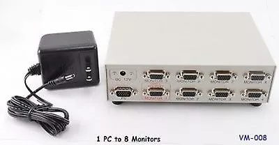 8Way HD15 VGA Monitor Video Splitter/ Multiplier VM-008 • $59.99