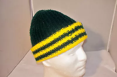 Vintage Green & Yellow Winter Knit Hat Cap Green Bay Packers Colors • $9.95