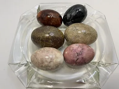 Stone Eggs Easter Lot Of Six Onyx Alabaster Granite Marble Polished • $40