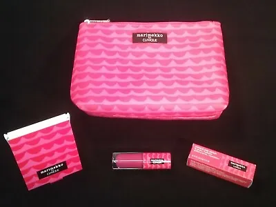 Clinique Marimekko Pink Red Makeup / Cosmetic Bag & Coin Purse RARE • $37.95
