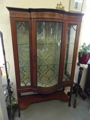 £225 • Buy Edwardian Mahogany Bow Fronted Glazed Display Cabinet