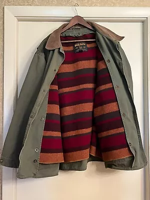 Vintage USA WOOLRICH Barn Chore Jacket Saddle Blanket Lined Canvas Coat Size 2XL • $44.99