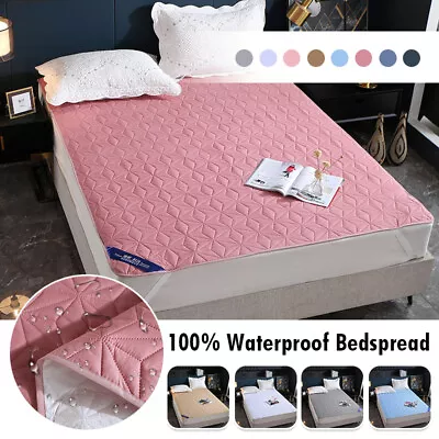 £22.55 • Buy Waterproof Bedspread Bed Cover Quilted Mattress Pad Washable Mattress Protector