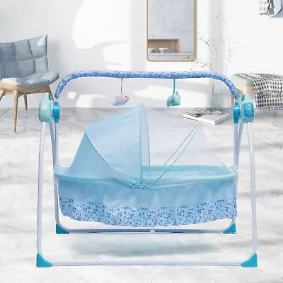 Electric Kid Baby Crib Cradle Infant Rocker Auto Swing Sleep Bed Cots 3 Colors • £64.17