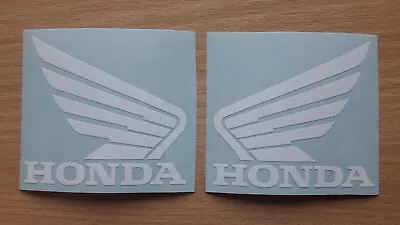 HONDA Wings Pair  Left Right  Helmet Tank Vinyl Sticker ( WHITE 7.5 X 6.8 Cm )  • £3.25