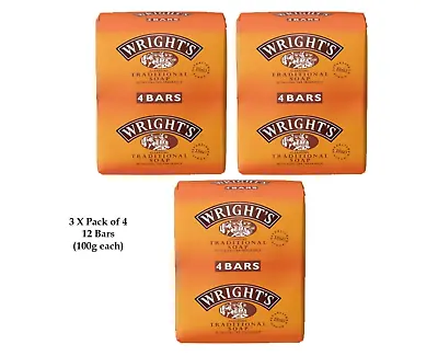 12 X Wrights Coal Tar Soap 100g Bar Traditional Antiseptic All Skin Types • £16.99