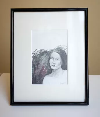 Girl NEW! Original Pencil Drawing Framed 8x10inch STUDIO CLEARANCE • £25