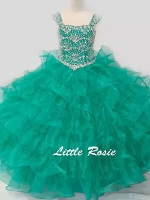 NEW Little Rosie Girls Long National Level Pageant Dress LR2111 Jade 10 $600 • $337.50