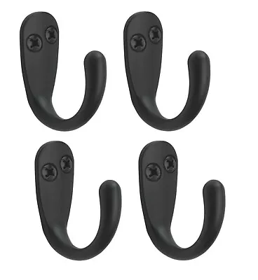 Black Coat Robe Hooks Wall Door Hat Coat Clothes Hanger + Screws Pack Of 4 • £6.25