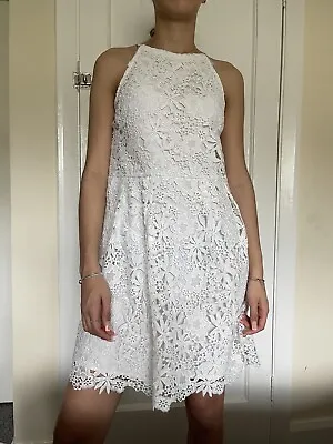 £19.99 • Buy Zara Basic White Broderie Summer Dress Size EUR S Uk 8