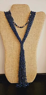 Boho Multi Strand Beaded Tassel Iridescent Bead Necklace & Beaded Necklace  • $1.99