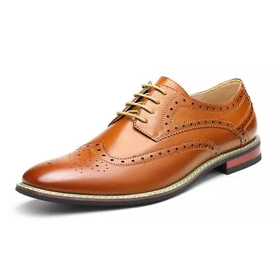 Men's Dress Shoes Formal Oxford Wingtip Lace Up PU Upper Shoes W/ Wide Size • $31.34