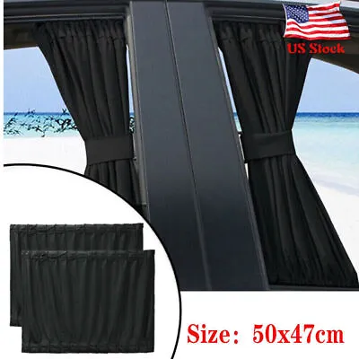 2Pcs Car Window Curtain Sunshade Universal Baby VIP Van SUV UV Visor Kit Black • $13.89