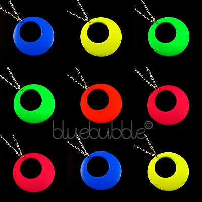 FUNKY LARGE ROUND HOOP NECKLACE KITSCH COOL DISCO RAVE 60s 70s 80s 90s STYLE FUN • £5