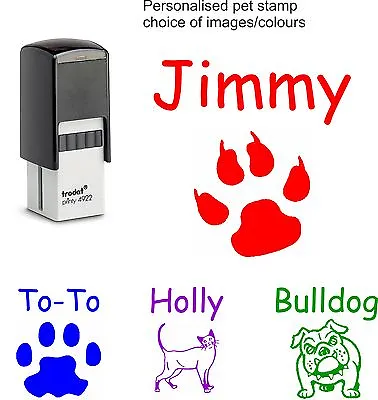 Personalised Pet Name Rubber Stamp Dog Cat Paw Print 18mm Fun Christmas Cards • £13.95