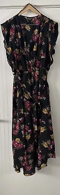 City Chic Faux Wrap V Neck Flutter Sleeve Dress Size XL Preloved • $19