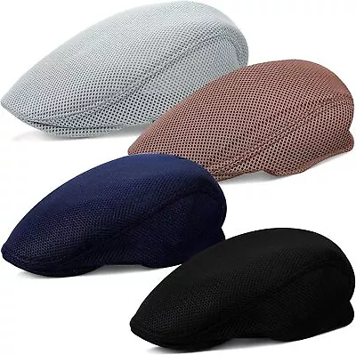 3PCS Mens Mesh Flat Cap Breathable Summer Newsboy Hat Cabbie Flat Caps One Size • $19.99