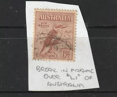 STAMPS AUST PRE DECIMAL  1932  6d BROWN  KOOKA FINE USED   LISTED VARIETYbelow • $9