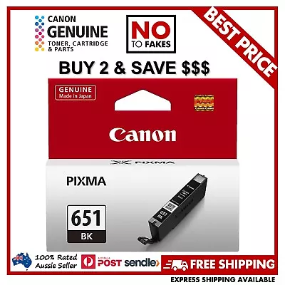 100% CANON GENUINE PIXMA CLI651BK Black Ink Cartridge BRAND NEW *EBAY CHEAPEST* • $14.95