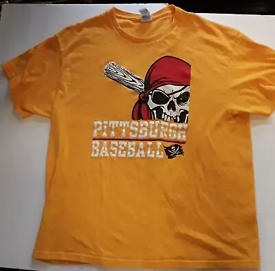 Vintage Pittsburgh Pirates T-Shirt XL Yellow Graphic 100% Cotton • $11