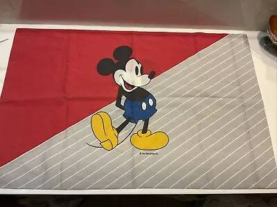 VTG The Walt Disney Co Mickey Mouse Standard Pillowcase Grey Red Double Sided • $9