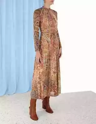 ZIMMERMANN Size 1 / AU 10 / US 6 Luminosity Paisley Midi Dress RRP$1500 • $1200