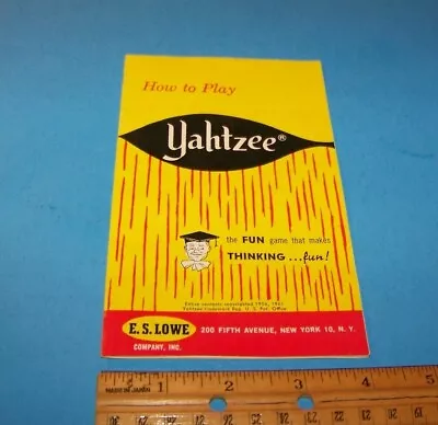 Yahtzee (Instruction Booklet Only) Vintage 1961 E.S. Lowe Company • $7.25