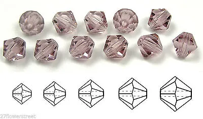 Czech Bicone Crystal Beads Light Amethyst Lt Purple Rondelle Diamond • $1.96