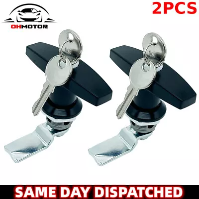 2x T-Handle Shell Door W/ Keys Truck Van Trailer Camper Cover Latch Cap Lock Lid • $21.99