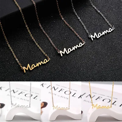 Mama Letters Pendant Necklace Lockbone Chain Stainless Steel  Mother's Day Gift • £2.51