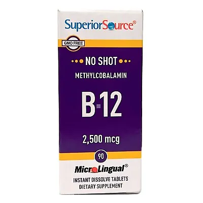 Superior Source No Shot Methylcobalamin B12 2500 Mcg  90 Sublingual Tablets • $18.95