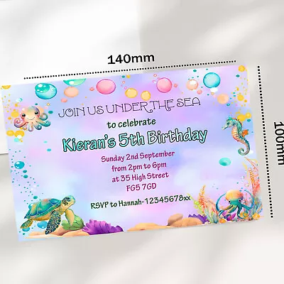 Personalised Sea Animals Theme Birthday Party Invitations Under The Sea  Invites • £3.99