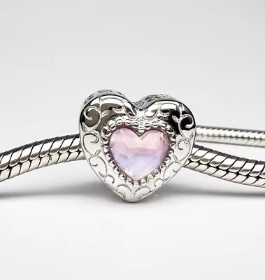 💖 Elegant Swan Love Heart Charm Bead Genuine 925 Sterling Silver 💖 • £17.95