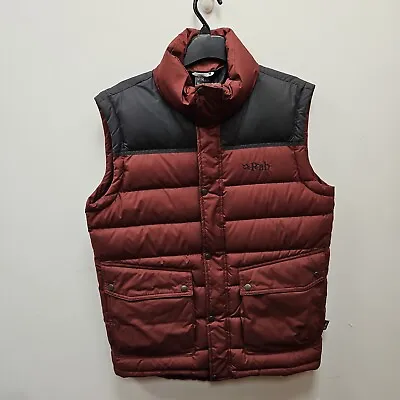 RAB Mens Sanctuary Down Zip Padded Red Vest Gilet Bodywarmer Jacket Size Small • £79.99