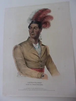 Rare McKenney And Hall FOLIO Portrait Print 1838: AHYOUWAIGHS. Chief • $449.99