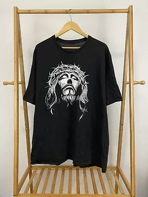 VTG Jesus Christian Big Face Portrait Rap King Of Thorns T-Shirt 2XL-3XL • $89.96